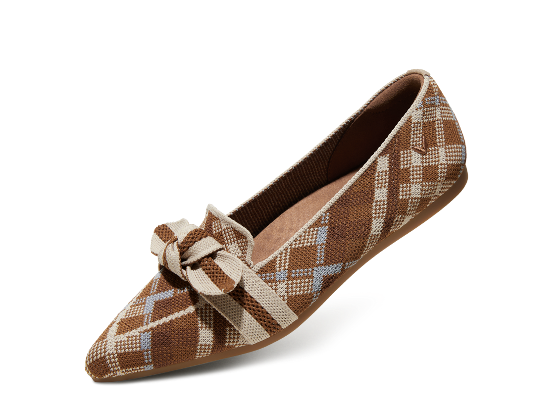 Pointed-Toe Bow Loafers (Michelle 2.0), CARAMEL MOSAIC, EU35 | VIVAIA